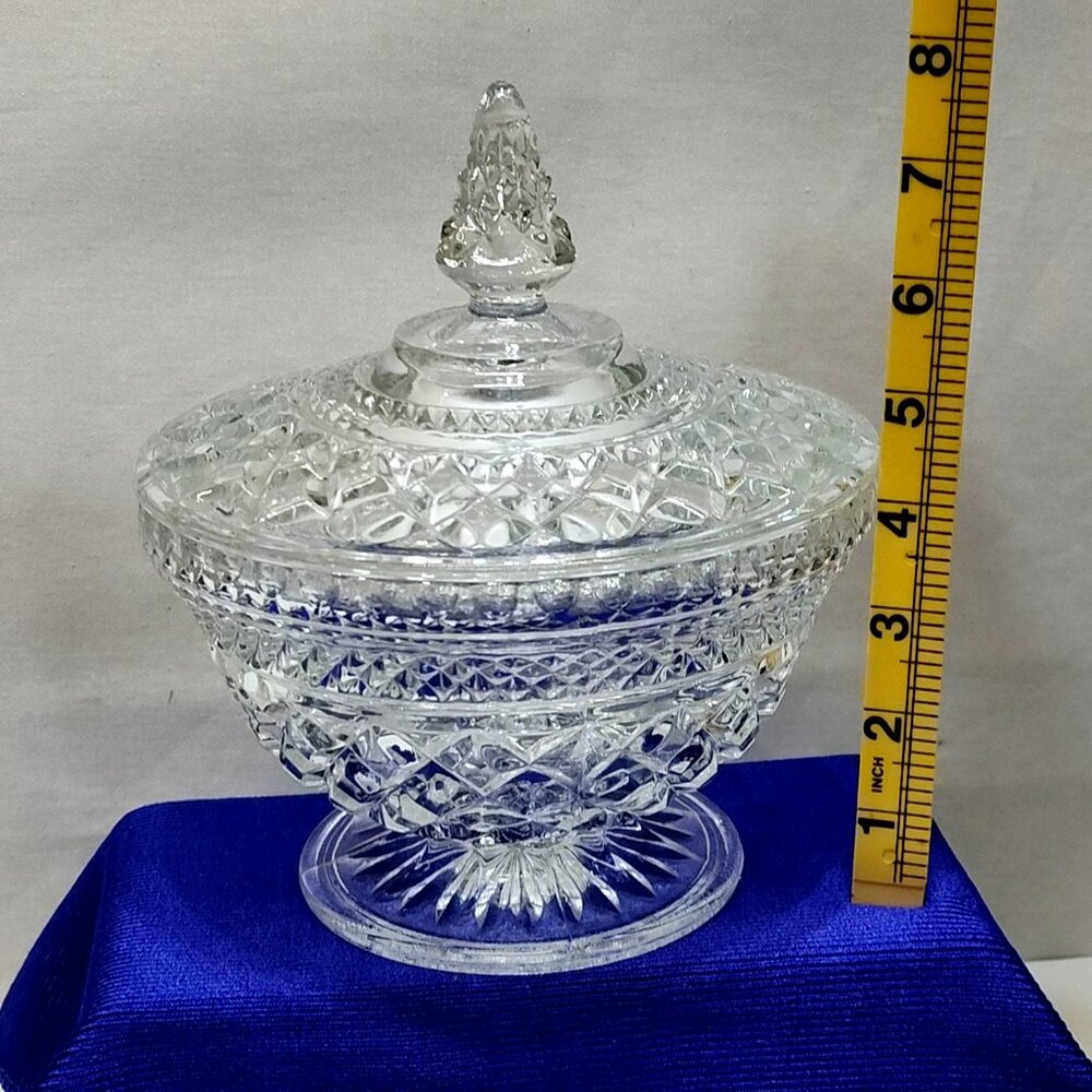 Anchor Hocking Wexford Candy Dish Crisscross Pattern Footed Centerpiece Vintage - Picture 10 of 11